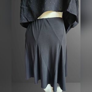 Zi Byer Black Panel Flare Mini Skirt Y2K Stretch Size 2XL Made in USA